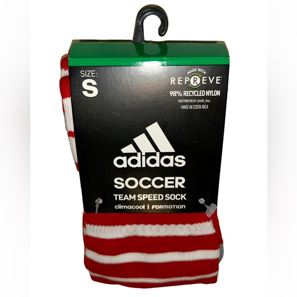 Adidas Team Speed OTC Soccer Socks 1 Pair Youth 13C-4Y Red & White w Logo NEW! - Picture 1 of 8